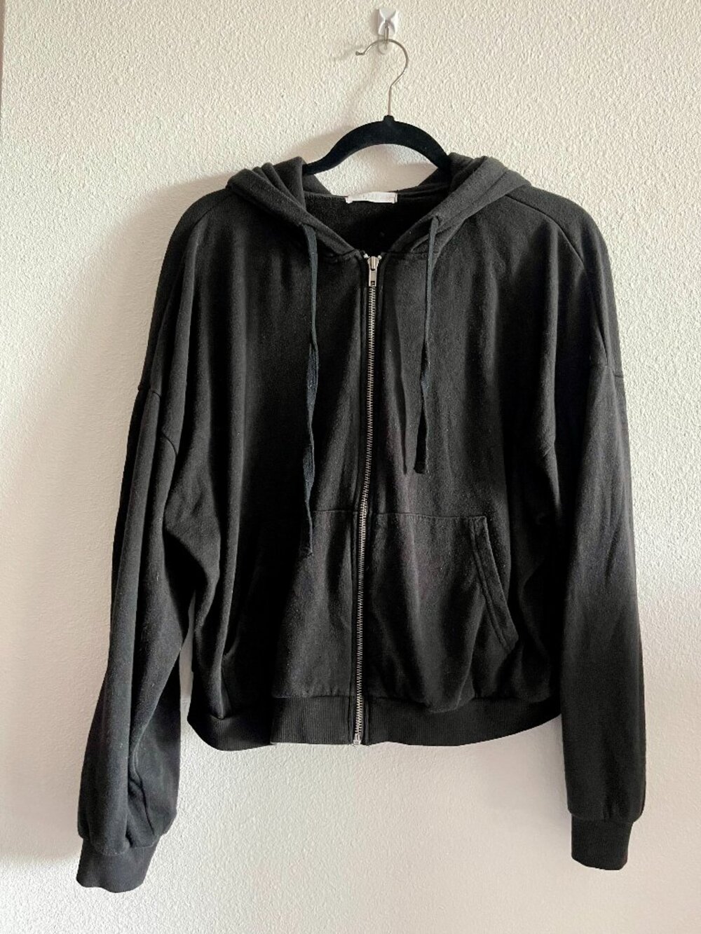 Talulah Black Full Zip Hoodie Sweatshirt Large L Long Sleeve Basic Pockets